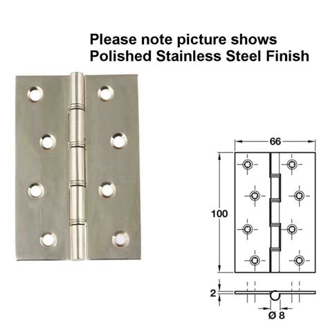 Hafele Pair Of Stainless Steel Butt Hinges DSSW Polished Satin Door