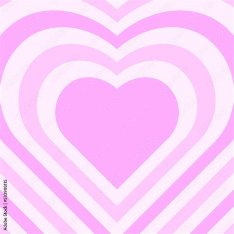 Pink aesthetic hearts background. Heart shaped concentric stripes in retro groovy style. Girlish ...