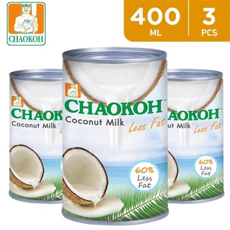 Chaokoh Less Fat Coconut Milk Can 3 X 400 Ml توصيل