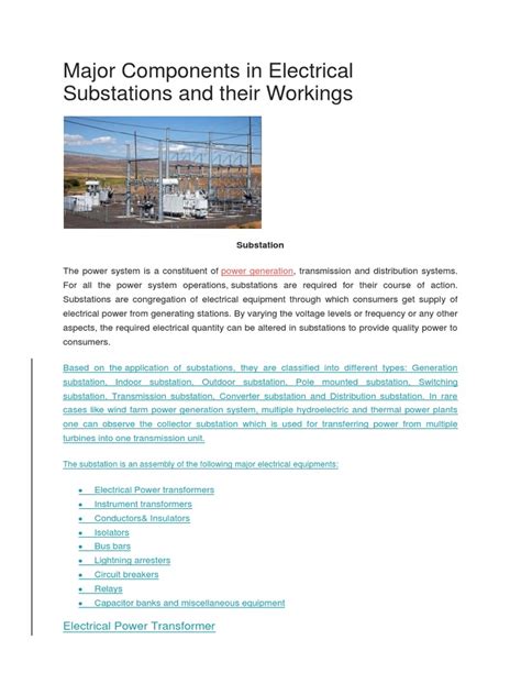 Major Components in Electrical Substations and Their Workings | PDF ...