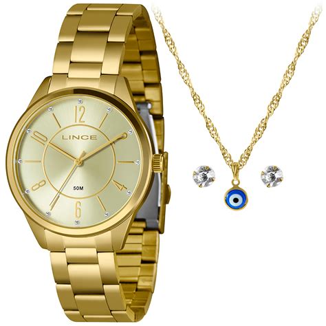 RELOGIO URBAN FEMININO ANALOGICO MOSTRADOR CHAMPANHE LRG4751L40 DOURADO