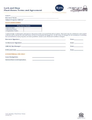 Fillable Online Lock And Shop Float Down Terms And Agreement Fax Email