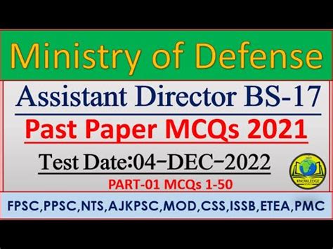 Ministry Of Defense Assistant Director Full Solved Past Papers