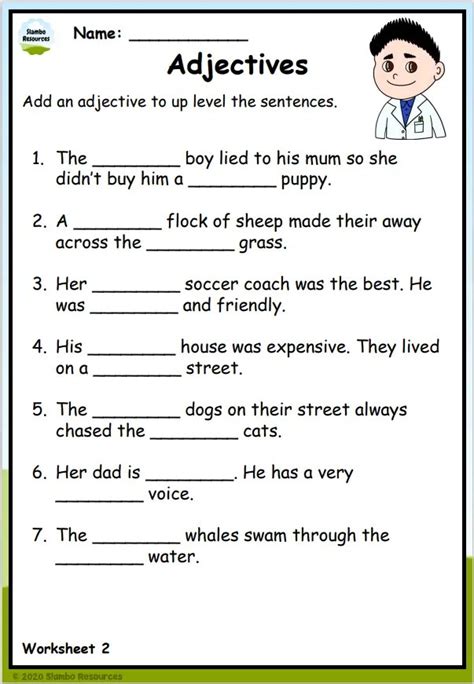 Grade Adjective Worksheets Free Printables Worksheets