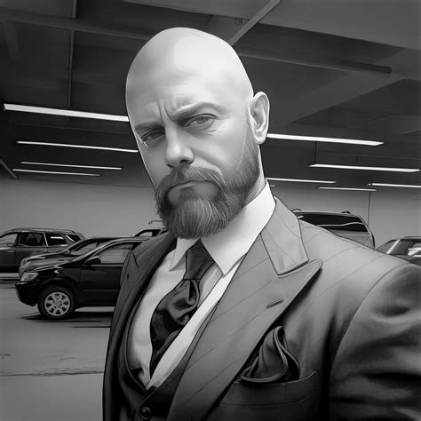 Burly man with a beard in a suit, inside a carpark by GymDreams on ...