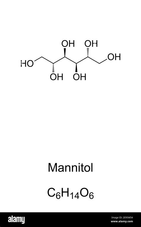 Manitol fórmula química y estructura esquelética D Mannitol mannita