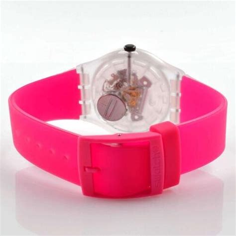 New Swatch Swatch Unisex Watch Monthly Drops Pink Daze Transparent And