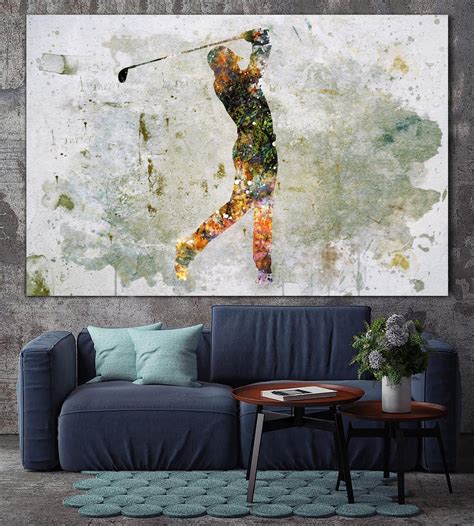 Abstract Golf Player Canvas Wall Art Golf Motivational Print Golf ...