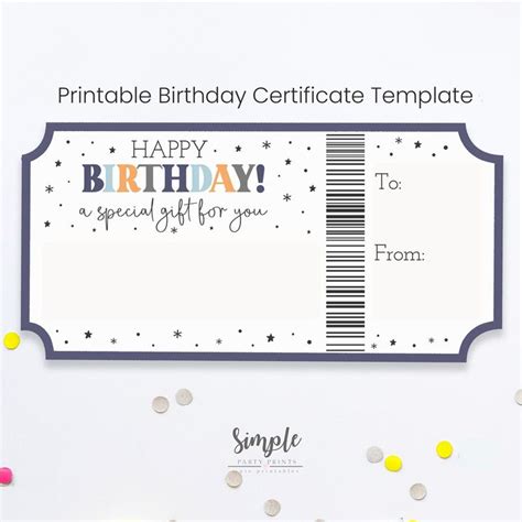 Printable Birthday Certificate Template, Delayed Birthday Gifts, Birthday Voucher, Colorful ...