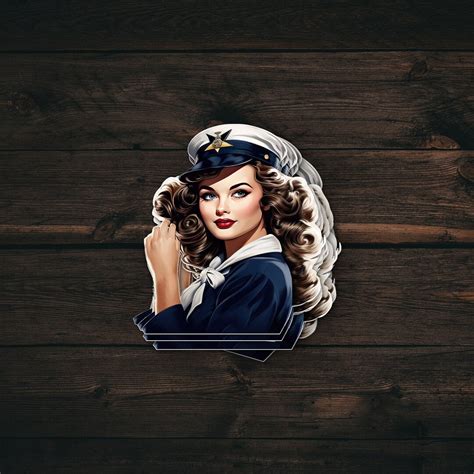 Vintage Navy Pin Up Girl Sticker 50s Navy Laptop Stickers 50s Retro