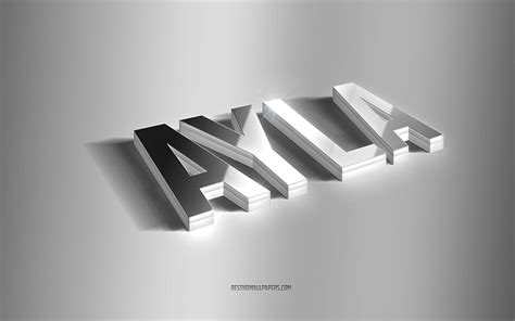 Ayla Silver 3d Art Gray Background With Names Ayla Name Ayla