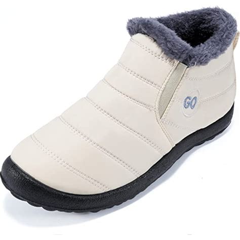 Womens Winter Snow Boots Fur Lined Warm Ankle Boots Slip On Waterproof ...