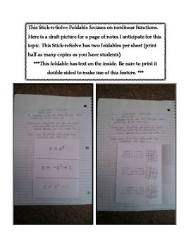 Th Grade Nonlinear Functions Lesson Foldable Homework By The Math