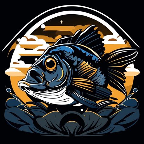 Premium Vector Flat Style Big Bass Fish Graphics For Tshirts