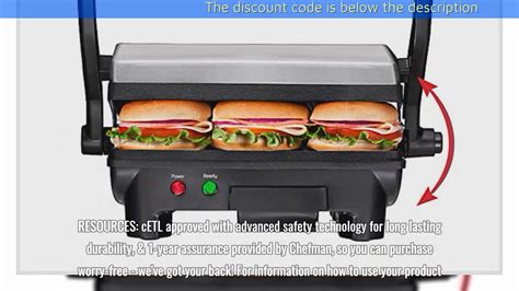 Chefman Electric Panini Press Grill And Gourmet Sandwich Maker W Non