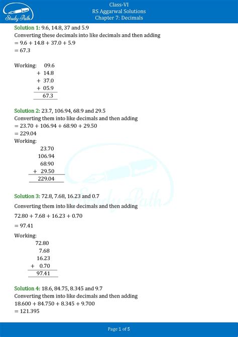 Rs Aggarwal Class Solutions Exercise C Chapter Decimals Study Path