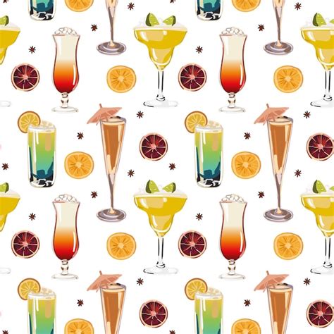 Modèle vectorielle continue avec des cocktails Vecteur Premium