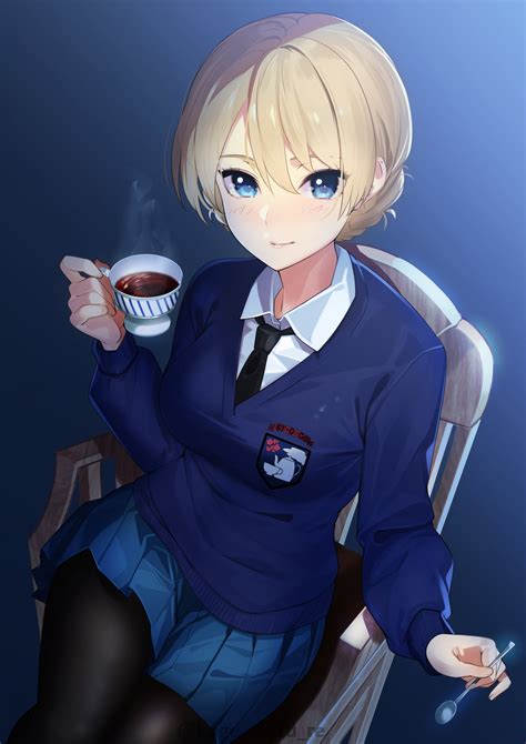 Safebooru 1girl Absurdres Bangs Blonde Hair Blue Eyes Blue Skirt Blue Sweater Blush Braid