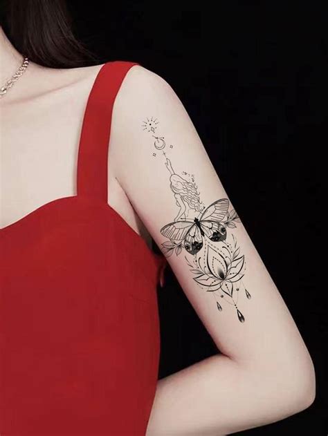 2 Folhas Adesivos De Tatuagem Temporários Padrão De Flores Para