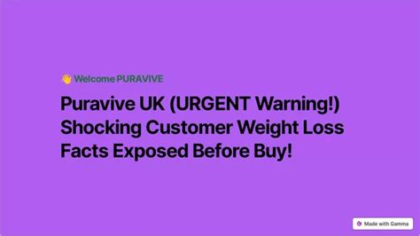 Ppt Puravive Uk Urgent Warning Shocking Customer Weight Loss Facts