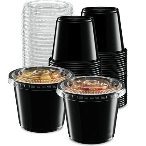 Snapklik 5 Oz 100 Sets Black Diposable Plastic Portion Cups