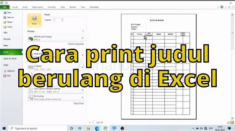 Cara Print Excel Judul Tetap Ada Print Judul Berulang Di Setiap Halaman