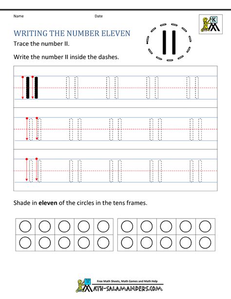 Kindergarten Writing Worksheets - Numbers to 11 to 20