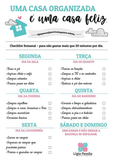 Planner Sobre Limpeza Semanal Rotinas De Limpeza Organiza O Da Casa