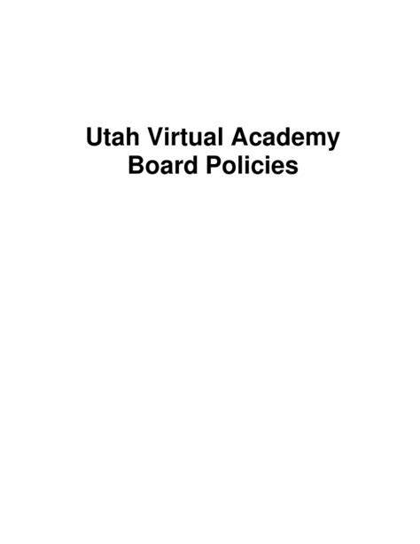 Utva Board Policies Utah Virtual Academy