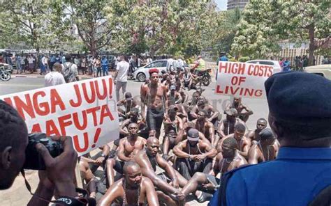 Eric Omondi Leads Shirtless Men In Protest Against High Cost Of Living