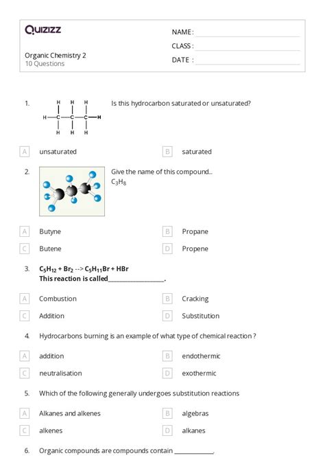 50 Organic Chemistry Worksheets For 10th Grade On Quizizz Free