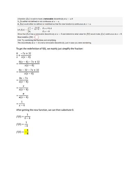 Solved A Function F A Is Said To Have A Removable Discontinuity At