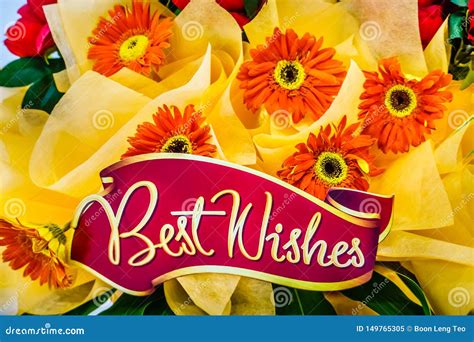 Best Wishes with Bouquet of Orange Flowers Stock Image - Image of ...