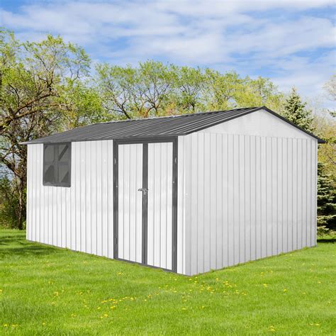 12 x 10 Ft Metal Garden Sheds with Lockable Doors, Outdoor Storage ...