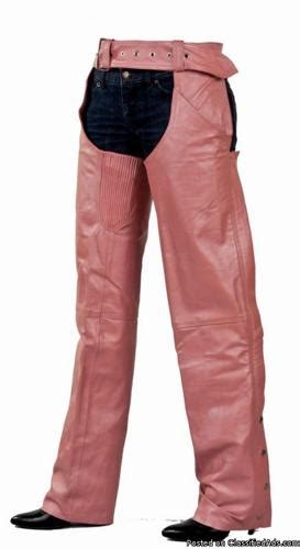 Womens Pink Leather Chaps W Gather Fitting Adjustment In Thighs W