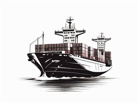 Container Ship Logo Monochrome Design Style Isolated On A White