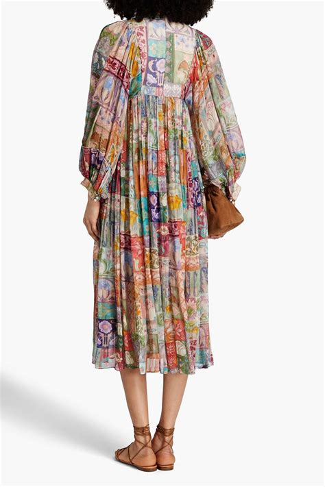 Zimmermann Gathered Floral Print Georgette Midi Dress The Outnet