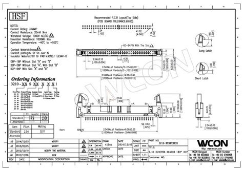 Wcon Long Latch Mm Pitch Pin Header Pbt Straight Pin Header