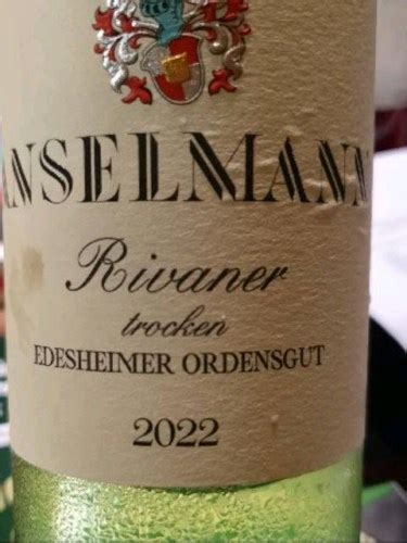 Anselmann Edesheimer Ordensgut Rivaner Trocken Vivino Us