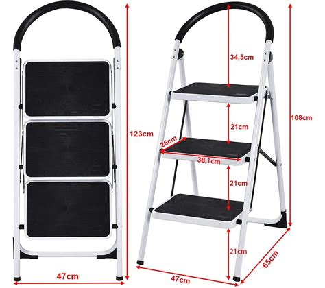 Escabeau 3 Marches Pliant Echelle Marchepied Antidérapant 150kg