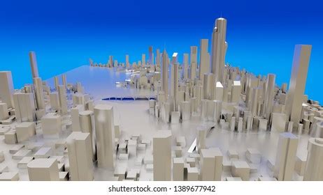 Threedimensional Landscape Modern City Huge Layout Stock Illustration