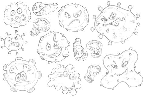 Printable Bacteria With Facial Expressions Coloring Page Mimi Panda