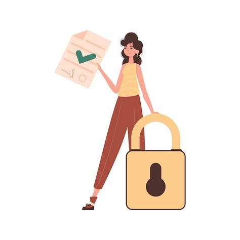 Premium Vector The Woman Is Holding A Document In Her Hand Data