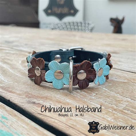 Chihuahua Halsband Mit Blumen Aus Leder Farbe Nach Wunsch