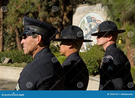 Three Officers Looking To Graduating Lapd Class Editorial Photography