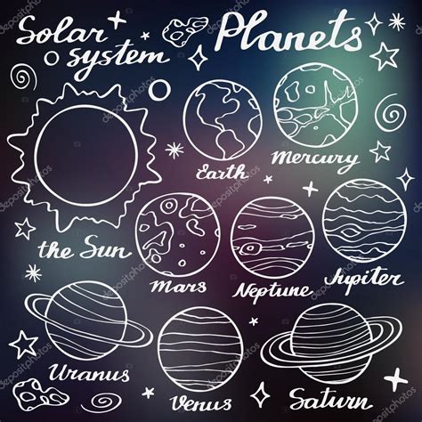 Planetas Listos Colección Dibujada A Mano De Dibujos Animados De Planetas Del Sistema Solar