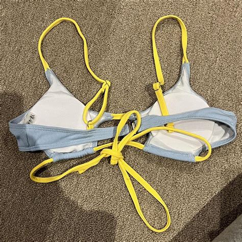 Strappy Blue And Yellow Bikini Top From Zaful Worn Once Depop