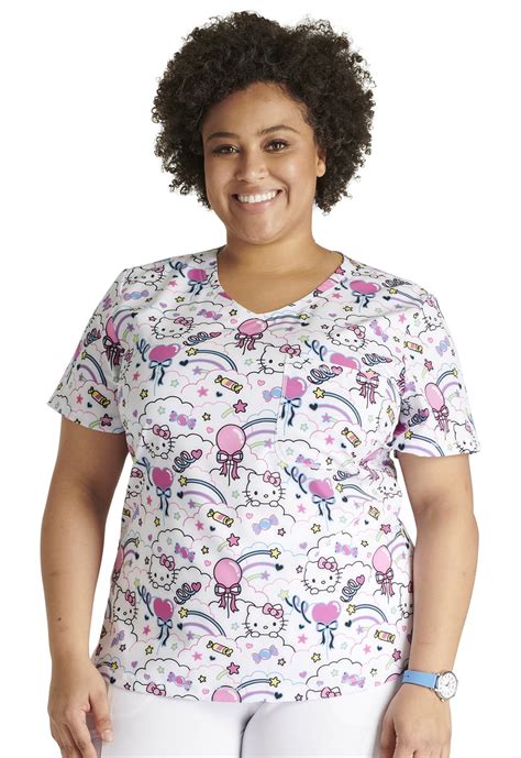 Tooniforms Scrubs Top For Women Rounded Print V Neck Tf Walmart