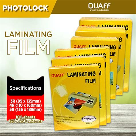 R R R Micron Micron Quaff Laminating Film Pcs