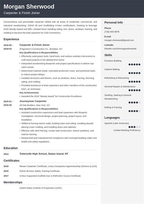 Carpenter Resume Template